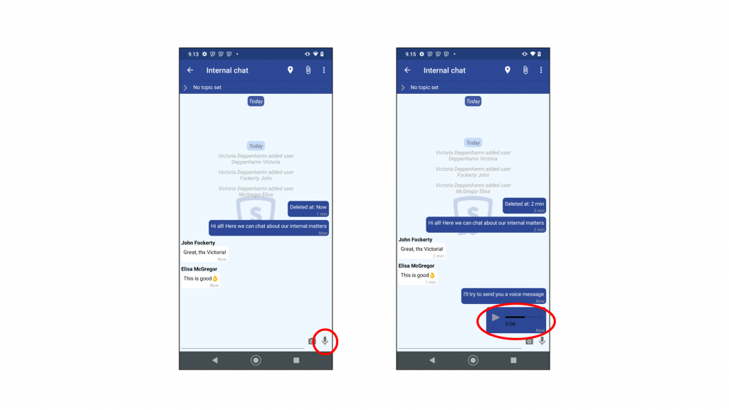 Voice message in Secapp chat on android